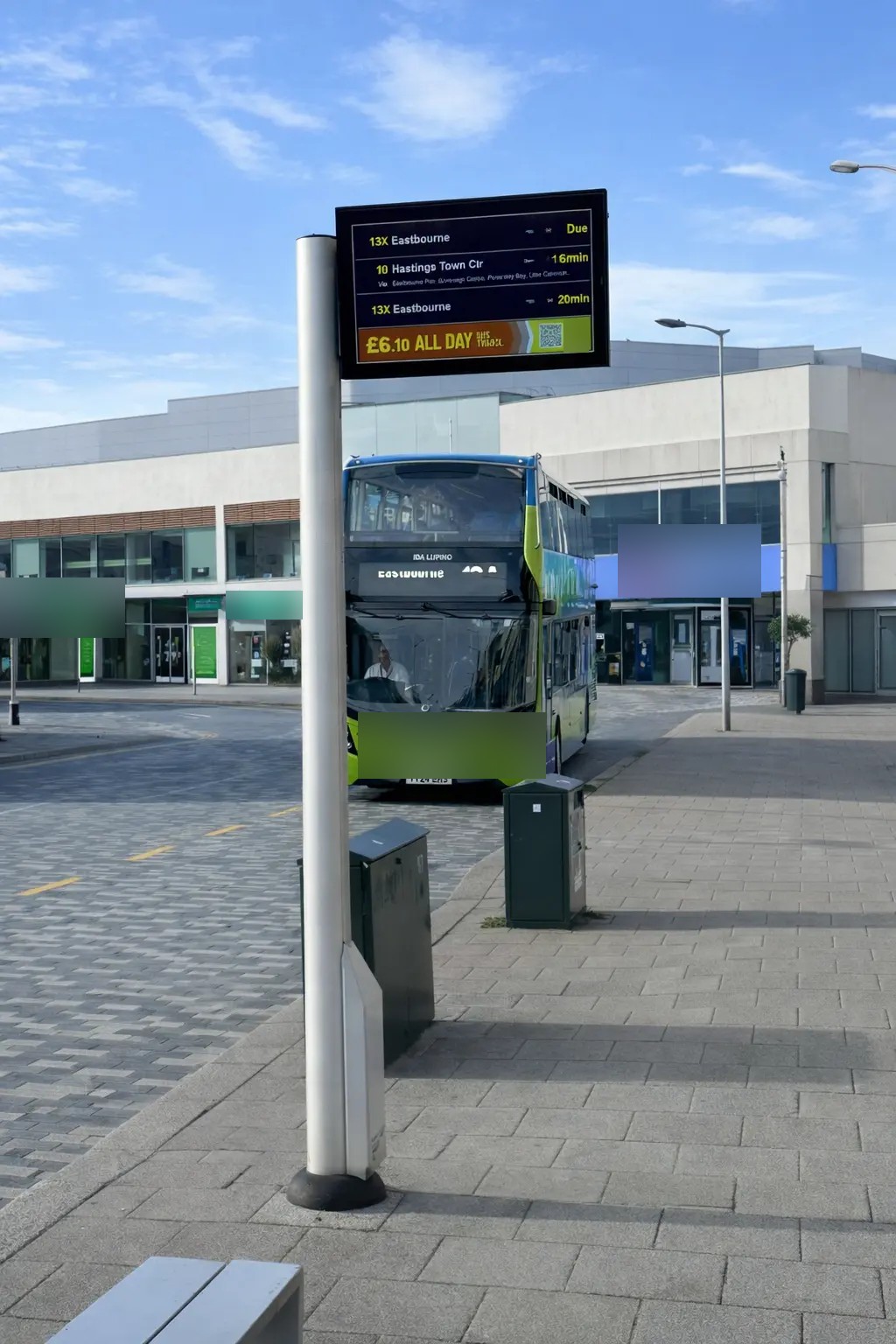 Real pole-mounted departure display at a bus stop